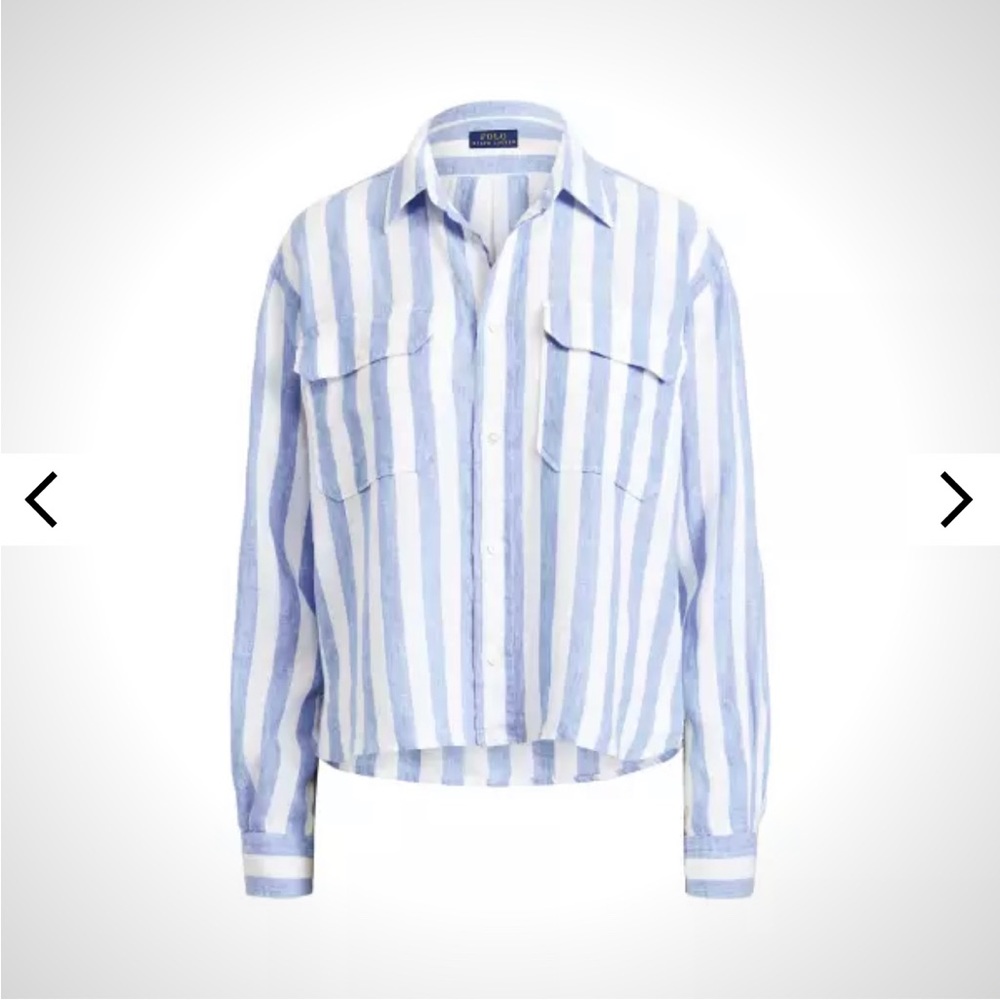 Polo Ralph, Lauren Striped (nautical) Linen LS Shirt NWT